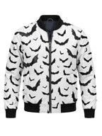 Halloween White & Black Bats Bomber Jacket