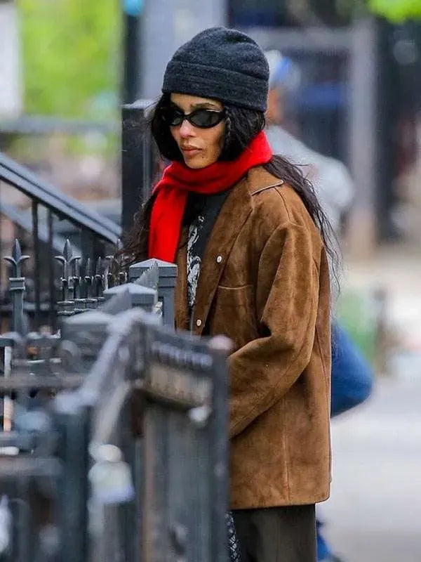NYC 2026 Zoe Kravitz Brown Jacket