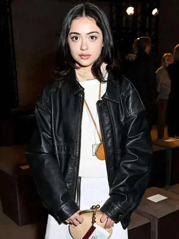 Street Style 2026 Nailea Devora Black Leather Jacket