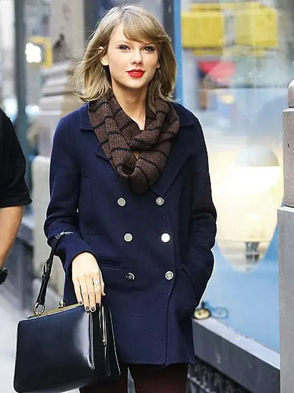 Taylor Swift Street Style Blue Coat
