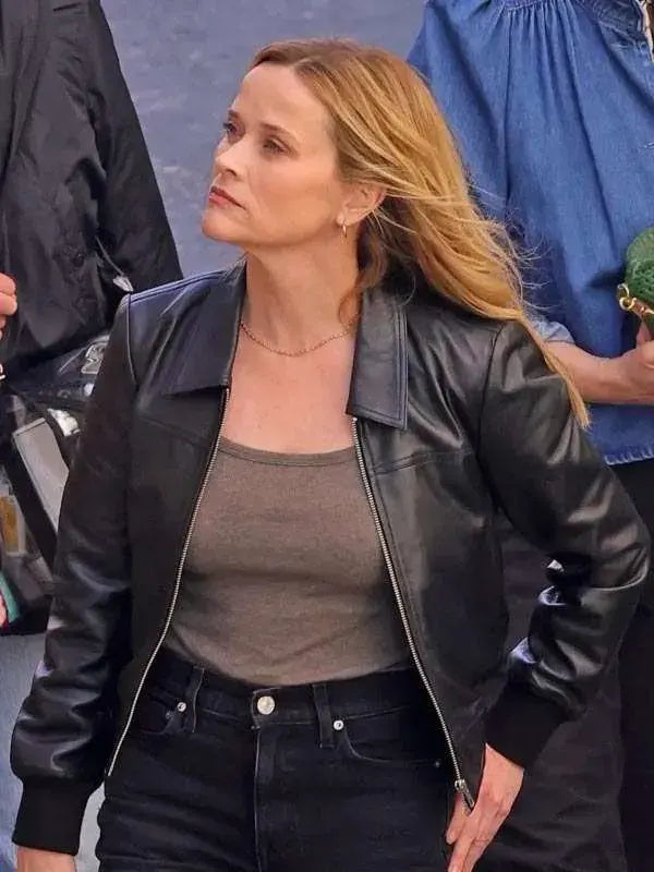 LA 2026 Reese Witherspoon Black Leather Jacket