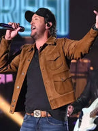 American Idol 2026 Luke Bryan Brown Suede Jacket