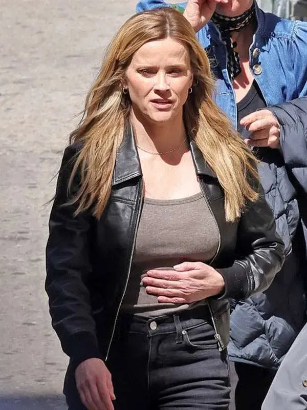 LA 2026 Reese Witherspoon Black Leather Jacket