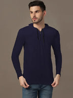 Wyatt Bennett Men's Navy Blue Cotton Hoodie
