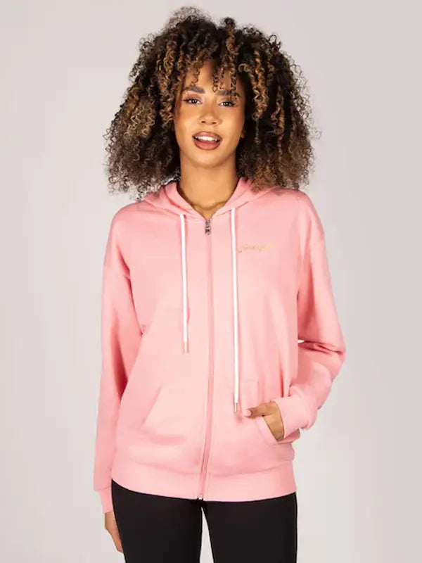 Catalina Nienow Pink Stripe Panel Zip Hoodie