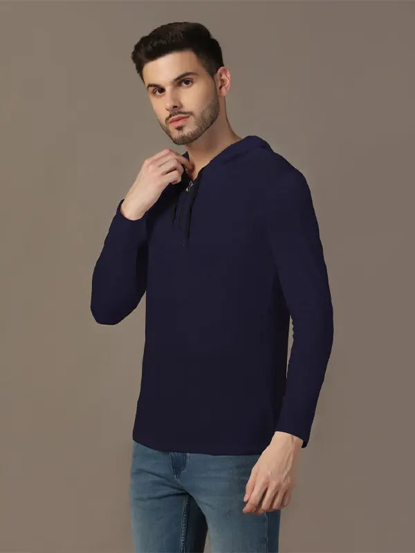 Wyatt Bennett Men's Navy Blue Cotton Hoodie