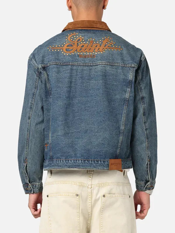 Tyrique Weissnat Men's Denim Shearling Collar Jacket