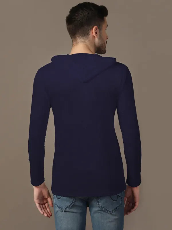 Wyatt Bennett Men's Navy Blue Cotton Hoodie