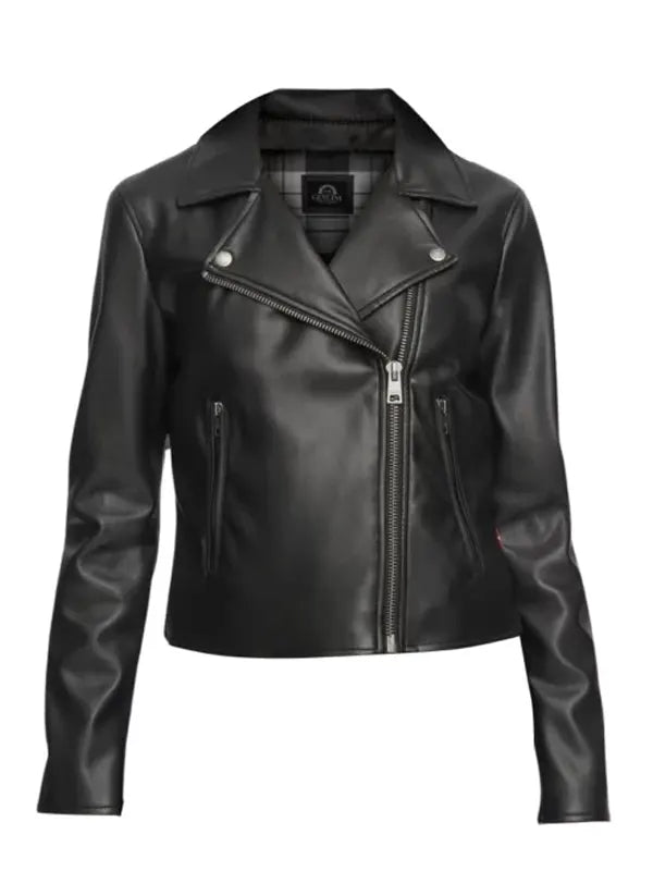 Womens Real Leather Biker Jacket