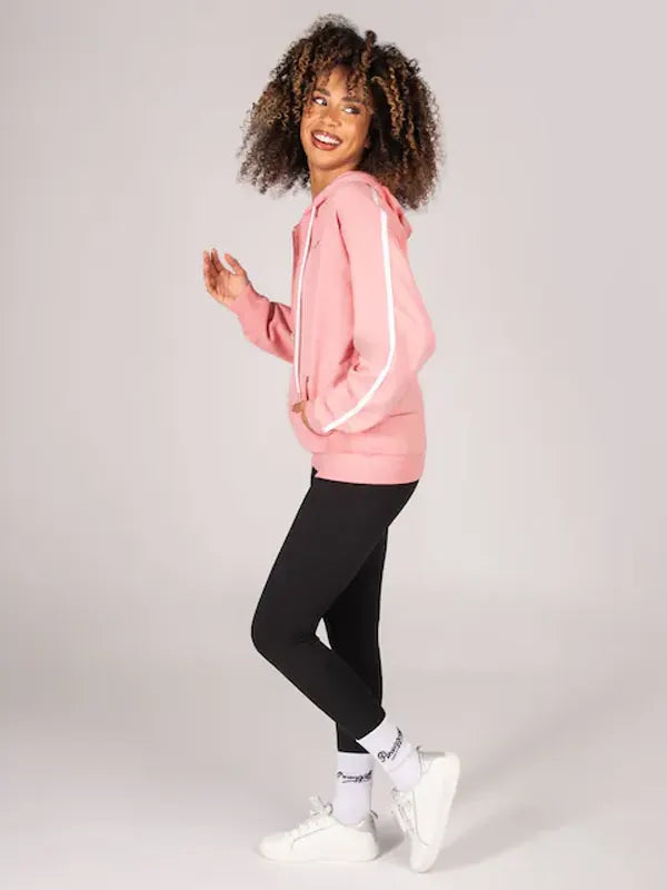Catalina Nienow Pink Stripe Panel Zip Hoodie