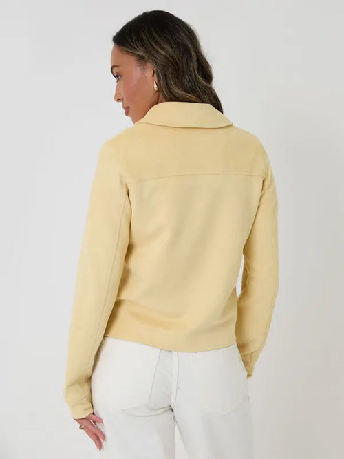Abdul Thiel Yellow Cropped Button Up Suedette Shacket