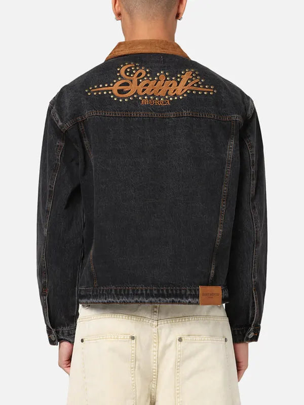Bryon Franecki Men's Denim Shearling Collar Jacket