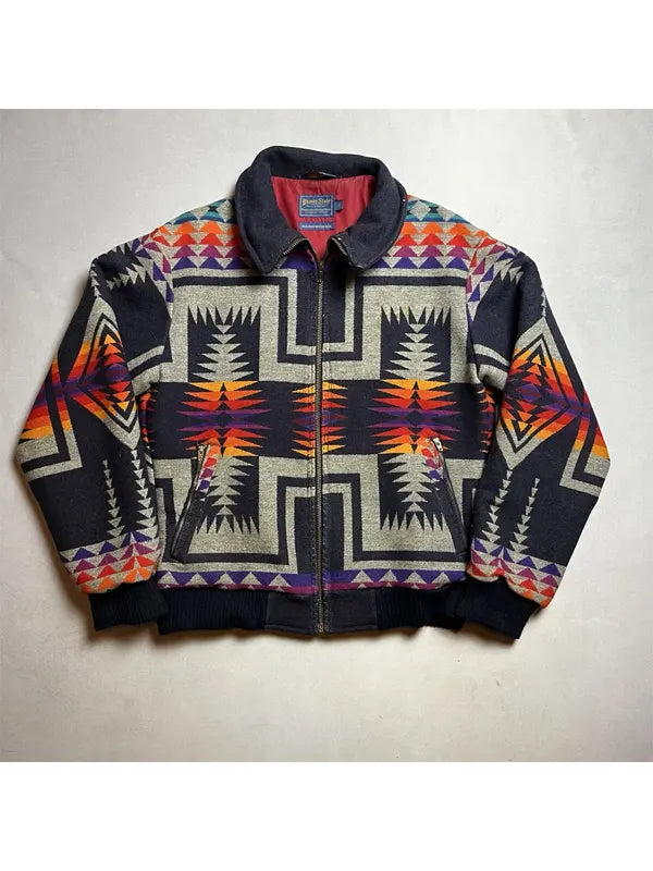 aztech mountain vintage bossbat navajo wool zipper jacket