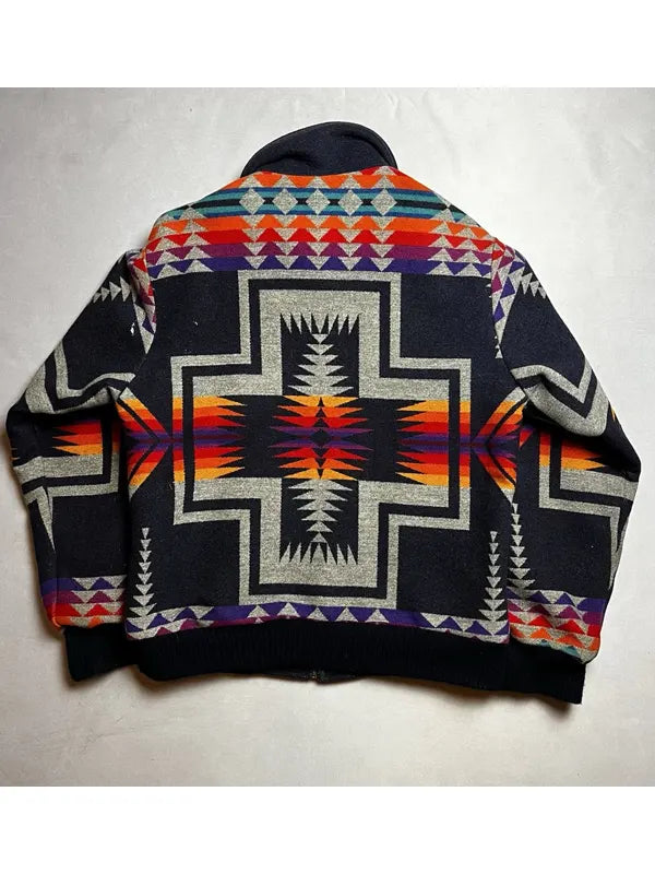 aztech mountain vintage bossbat navajo wool zipper jacket