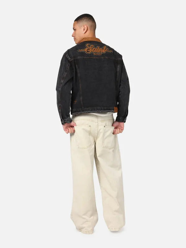 Bryon Franecki Men's Denim Shearling Collar Jacket