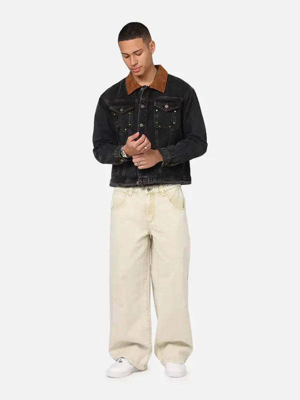Bryon Franecki Men's Denim Shearling Collar Jacket