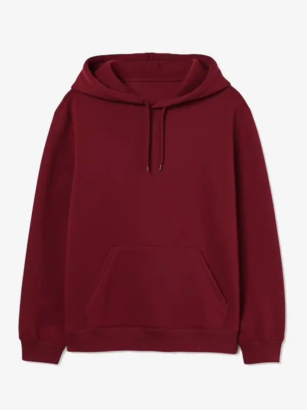 Jacob Collins Men's Maroon Plain Hoodie