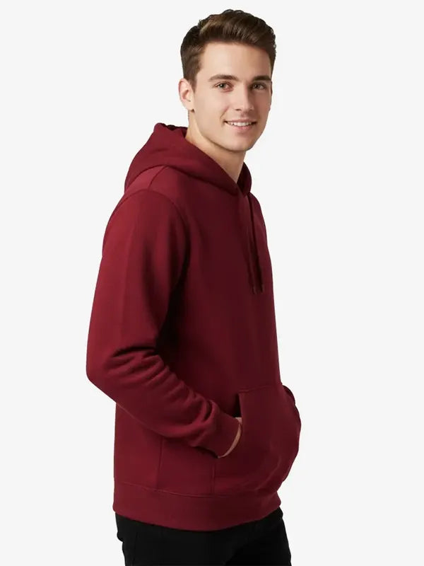 Jacob Collins Men's Maroon Plain Hoodie