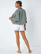 Obie McGlynn Light Green Stretch Denim Pocket Detail Jacket