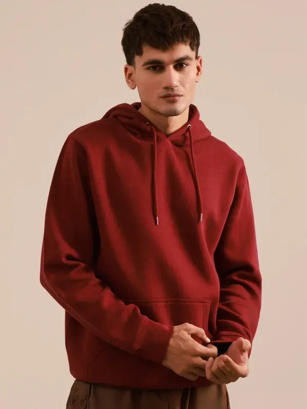 Ethan Walker Men's Mahroon Fleece Pullover Hoodie