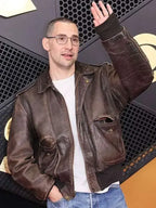 Jack Antonoff Grammy Awards Brown Leather Jacket