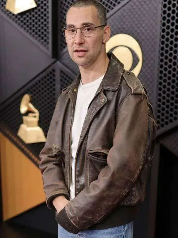 Jack Antonoff Grammy Awards Brown Leather Jacket
