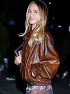 NYC Michelle Randolph Brown Leather Jacket