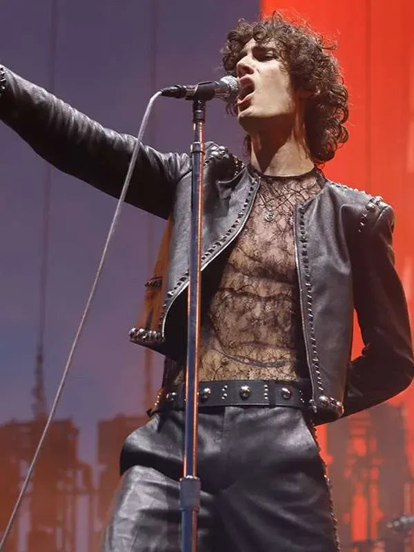 Coachella 2026 Sombr Studded Leather Jacket