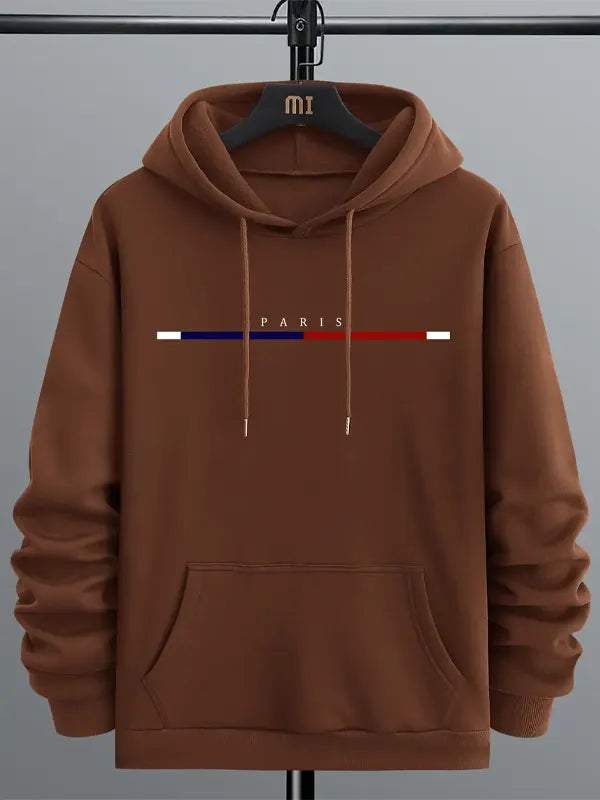 Ryan Bailey Mens Brown Printed Kangaroo Hoodie