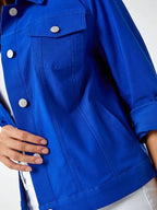 Kenya Kuhn Blue Stretch Denim Pocket Detail Jacket