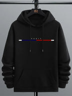 Connor Griffin Mens Black Printed Kangaroo Hoodie