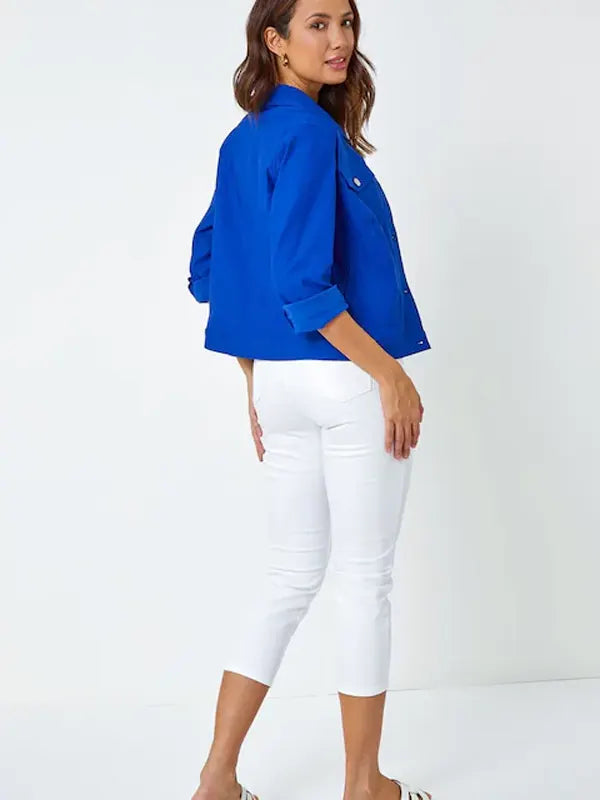 Kenya Kuhn Blue Stretch Denim Pocket Detail Jacket