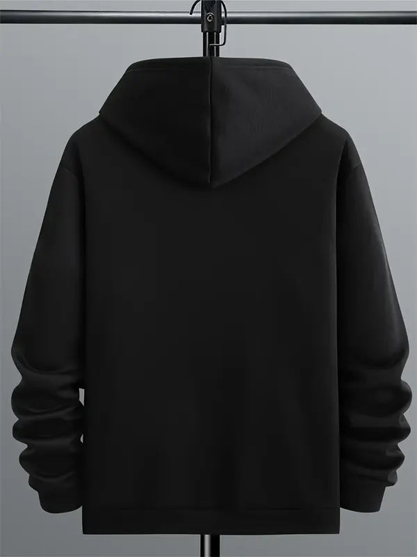 Connor Griffin Mens Black Printed Kangaroo Hoodie