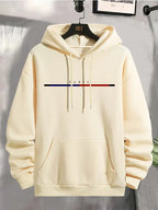 Nathan Howard Mens Cream Printed Kangaroo Hoodie