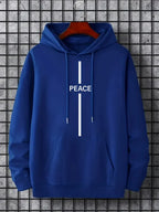 Adam Powell Mens Blue Printed Kangaroo Hoodie