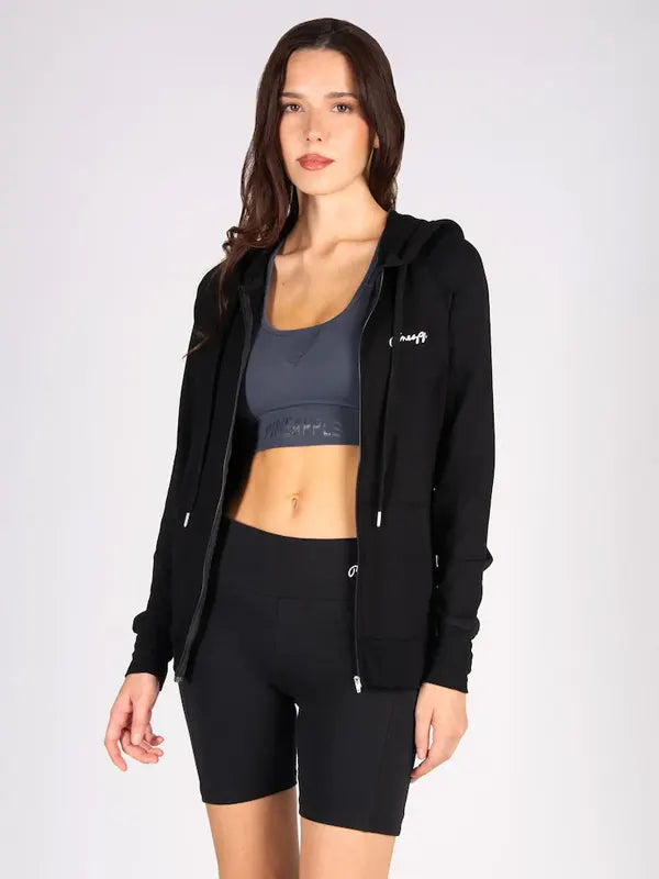 Emilia Rippin Black Womens Zip Up Hoodie Jacket