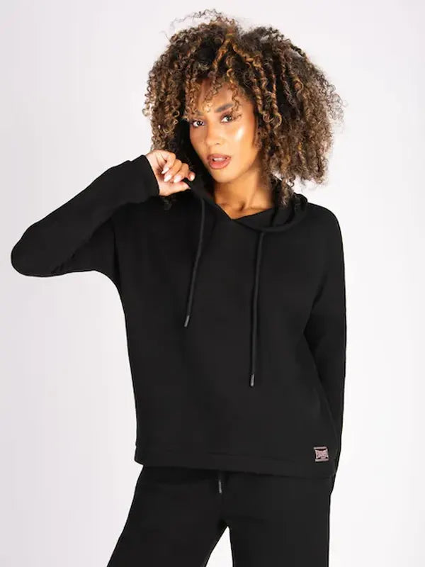 Cristina Black Womens Super Cosy Dip Hem Hoodie