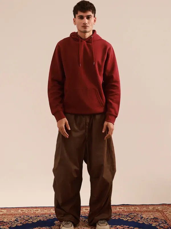 Ethan Walker Men's Mahroon Fleece Pullover Hoodie