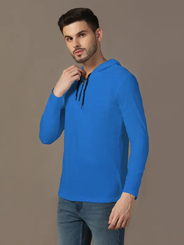 Elijah Turner Men's Blue Cotton Hoodie