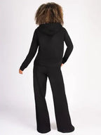 Cristina Black Womens Super Cosy Dip Hem Hoodie