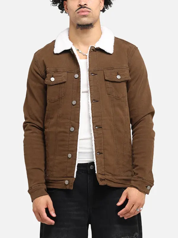 Ray Reinger Men's Denim Brown Sharpa Jacket