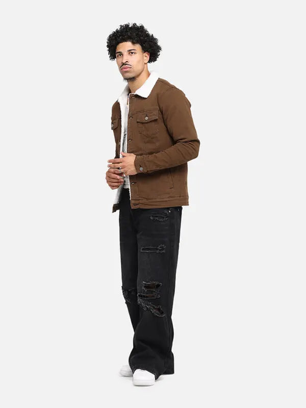 Ray Reinger Men's Denim Brown Sharpa Jacket