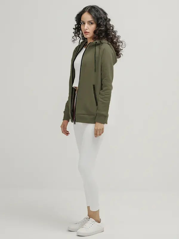 Kathlyn Leuschke Olive Green Women's Zipper Hoodie