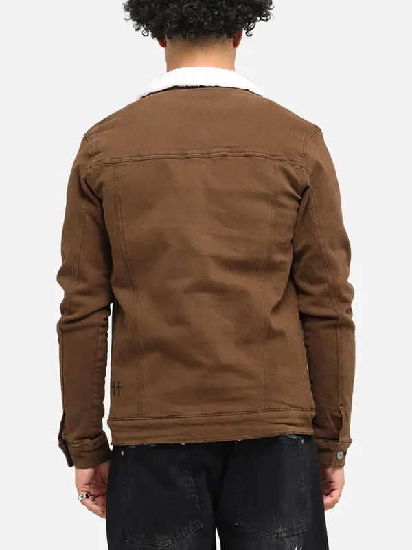 Ray Reinger Men's Denim Brown Sharpa Jacket