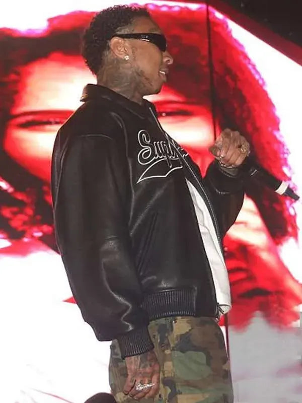 Coachella 2026 Tyga Black Leather Jacket