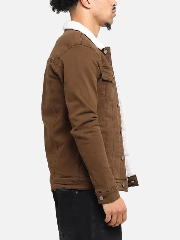 Ray Reinger Men's Denim Brown Sharpa Jacket