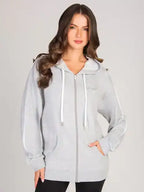 Alford Davis Light Grey Stripe Panel Zip Hoodie