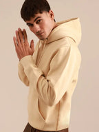 Liam Carter Men's Beige Fleece Pullover Hoodie