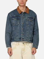 Tyrique Weissnat Men's Denim Shearling Collar Jacket