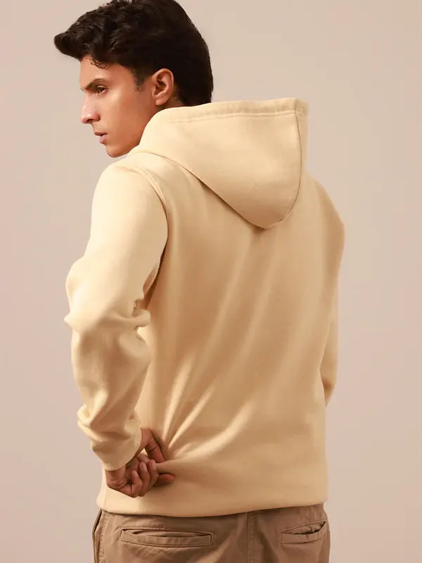 Liam Carter Men's Beige Fleece Pullover Hoodie
